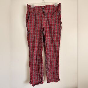 Stylish Red Plaid Women's Pants